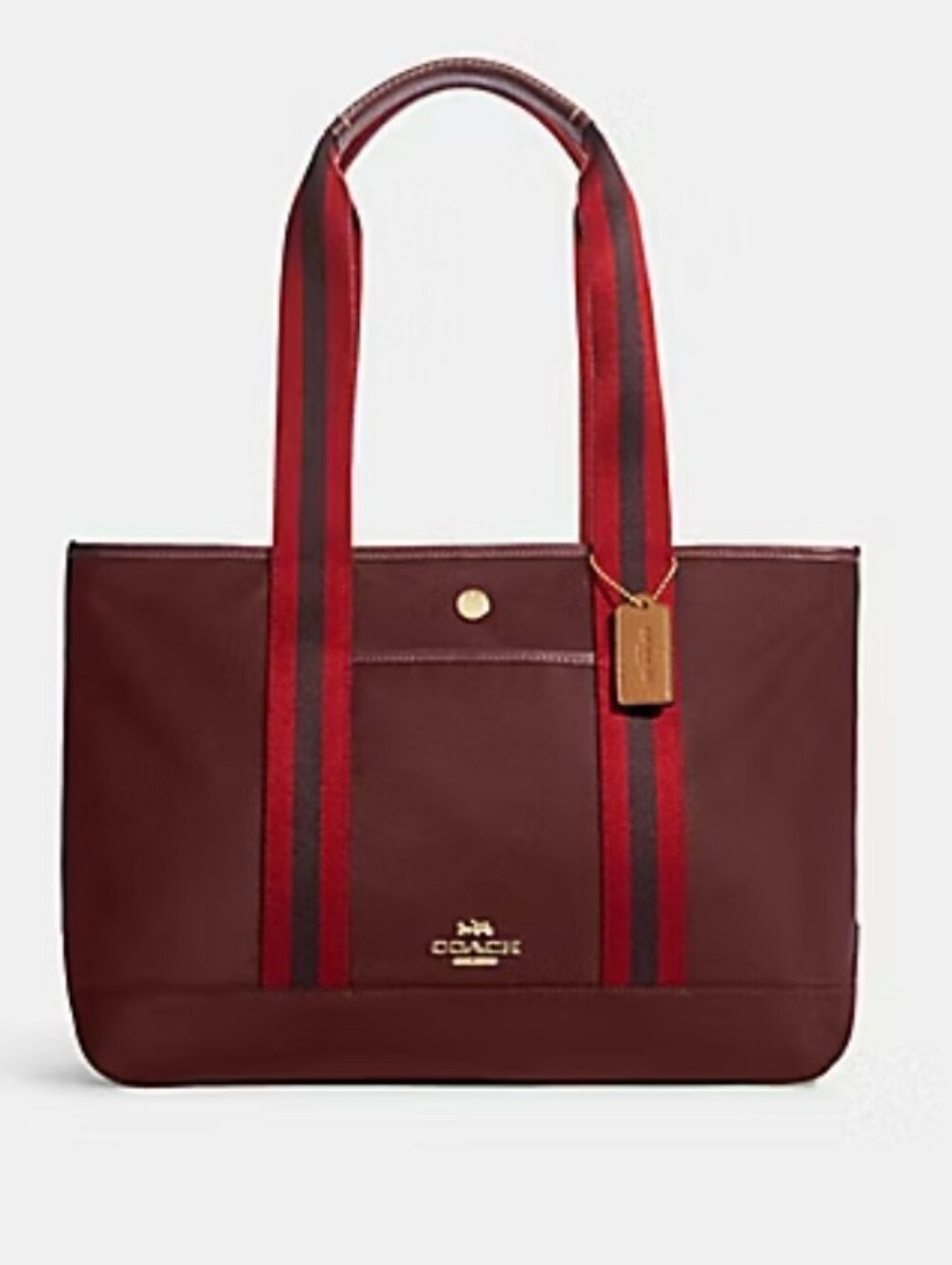 Coach Burgundy Canvas Tote Bag